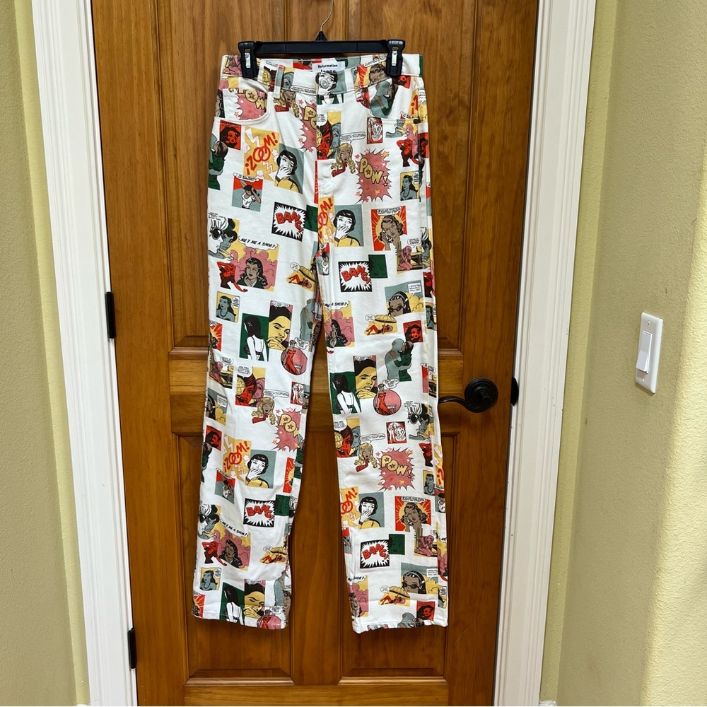Reformation Comic High Rise Straight Long Jeans, Size 28